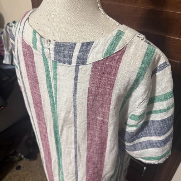 JUSTFAB Linen Blend Stripe Shift Dress Swim Cover Up Women's XL FLAW - Picture 7 of 10